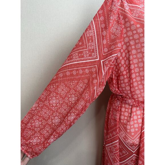 Lane Bryant Plus Sz 18/20 Red Belted Swim Coverup Kimono Beachwear Resortwear - Picture 3 of 16